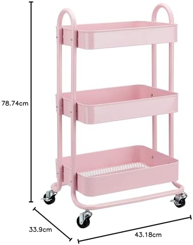 Amazon Basics Küchenrollwagen mit 3 Ebenen, platzsparend und modern – perfekt für Ihre Küche!