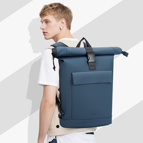 Lekeinchi Rolltop Rucksack für Damen & Herren – Wasserdichter Laptoprucksack mit 17 Zoll Fach für Reisen, Uni & Arbeit -