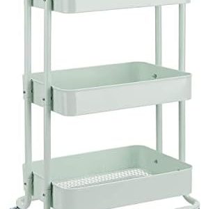 Amazon Basics Küchenrollwagen, 3 Ebenen, Mintgrün – Praktischer Aufbewahrungshelfer für Ihre Küche