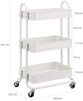 Amazon Basics Küchenrollwagen mit 3 Ebenen, platzsparend und modern – perfekt für Ihre Küche!
