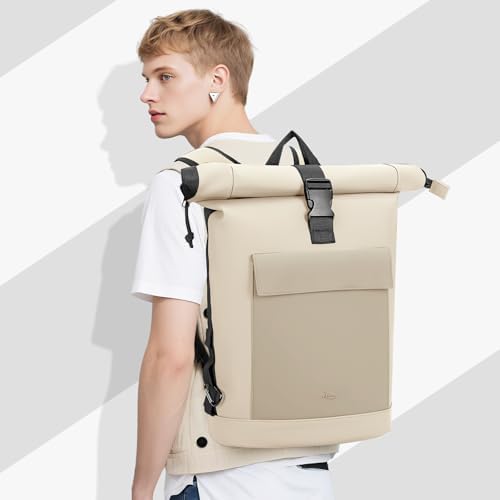 Lekeinchi Rolltop Rucksack für Damen & Herren – Wasserdichter Laptoprucksack mit 17 Zoll Fach für Reisen, Uni & Arbeit -