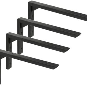 L- Regalhalterungen 25cm von - 4 Stück, robuste 304 Edelstahl Wandhalterungen für elegante Regale, schwarz
