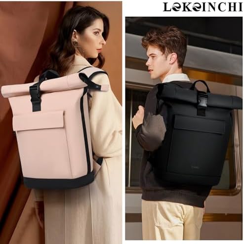 Lekeinchi Rolltop Rucksack für Damen & Herren – Wasserdichter Laptoprucksack mit 17 Zoll Fach für Reisen, Uni & Arbeit -