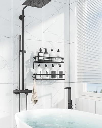 Kitsure Duschablage Ohne Bohren – 2er-Pack Selbstklebend, Ideal für Viel Stauraum im Badezimmer, W 30.0cm, Schwarz