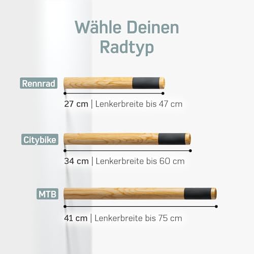 Borgen Fahrrad Wandhalterung aus Holz – stabile 20 kg Tragkraft für Rennrad, MTB & E-Bike