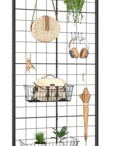 WELDUN Gitter Pinnwand mit Rädern – Flexible Fotowand mit Haken für kreative Präsentationen überall