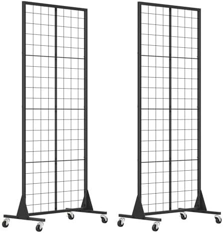 WELDUN Gitter Pinnwand mit Rädern – Flexible Fotowand mit Haken für kreative Präsentationen überall