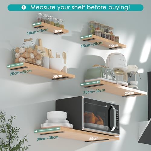 2 Stück robuste Regalhalter 15cm aus Metall mit Schrauben, 70 Kg Tragkraft, ideal für die Wohnraumgestaltung, Schwarz