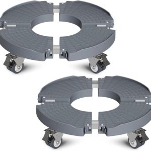 WELDUN Pflanzenroller mit 200KG Tragkraft, Ø 40-54 cm, feststellbar, ideal für Innen- & Außenbereich, 2er Set, Grau