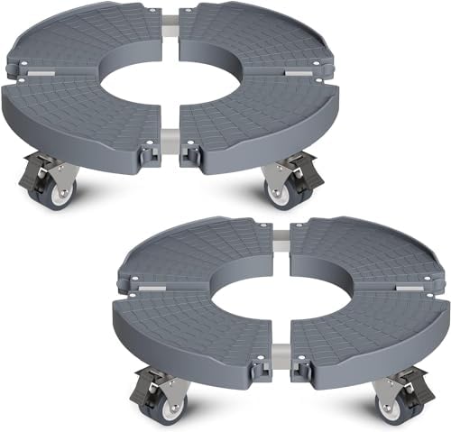 WELDUN Pflanzenroller mit 200KG Tragkraft, Ø 40-54 cm, feststellbar, ideal für Innen- & Außenbereich, 2er Set, Grau