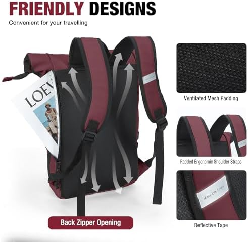 Lekeinchi Rolltop Rucksack für Damen & Herren – Wasserdichter Laptoprucksack mit 17 Zoll Fach für Reisen, Uni & Arbeit -