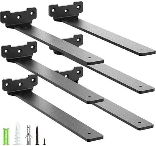 2 Stück robuste Regalhalter 15cm aus Metall mit Schrauben, 70 Kg Tragkraft, ideal für die Wohnraumgestaltung, Schwarz