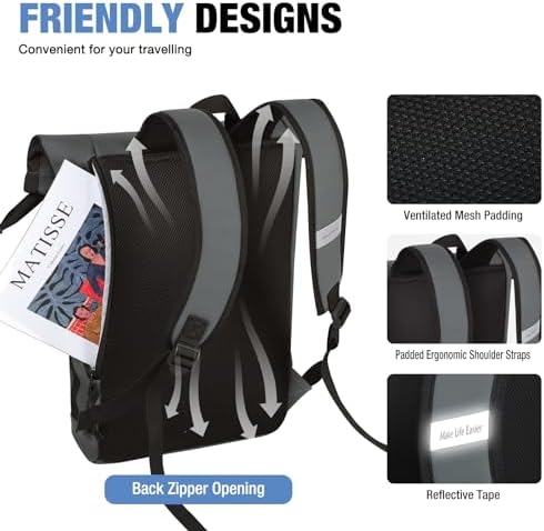 Lekeinchi Rolltop Rucksack für Damen & Herren – Wasserdichter Laptoprucksack mit 17 Zoll Fach für Reisen, Uni & Arbeit -