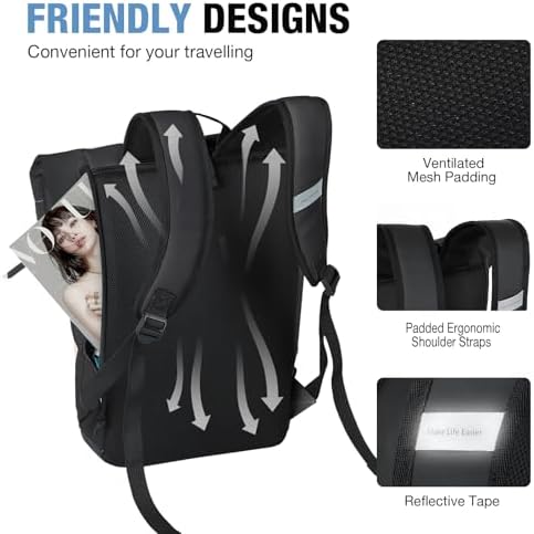 Lekeinchi Rolltop Rucksack für Damen & Herren – Wasserdichter Laptoprucksack mit 17 Zoll Fach für Reisen, Uni & Arbeit -