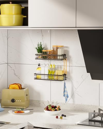 Kitsure Duschablage Ohne Bohren – 2er-Pack Selbstklebend, Ideal für Viel Stauraum im Badezimmer, W 30.0cm, Schwarz