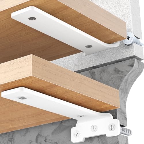 2 Stück robuste Regalhalter 15cm aus Metall mit Schrauben, 70 Kg Tragkraft, ideal für die Wohnraumgestaltung, Schwarz