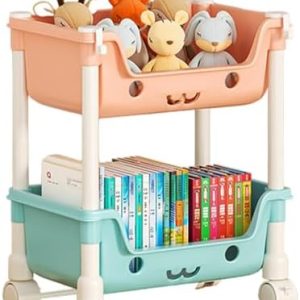 Rollwagen von Markenname - Vielseitiger Spielzeug Aufbewahrungswagen mit 1/2/3/4 Ebenen für das Kinderzimmer