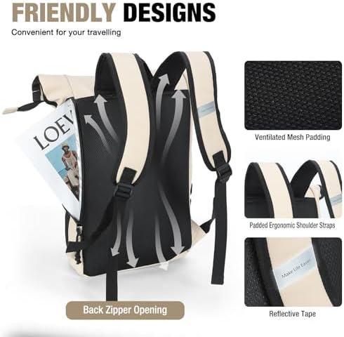 Lekeinchi Rolltop Rucksack für Damen & Herren – Wasserdichter Laptoprucksack mit 17 Zoll Fach für Reisen, Uni & Arbeit -