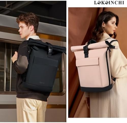 Lekeinchi Rolltop Rucksack für Damen & Herren – Wasserdichter Laptoprucksack mit 17 Zoll Fach für Reisen, Uni & Arbeit -