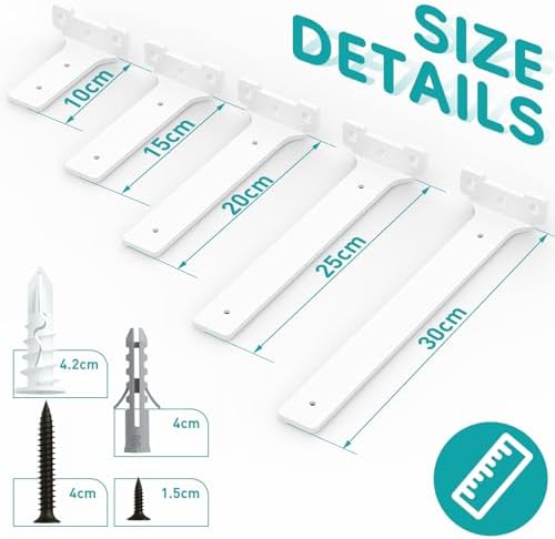2 Stück robuste Regalhalter 15cm aus Metall mit Schrauben, 70 Kg Tragkraft, ideal für die Wohnraumgestaltung, Schwarz