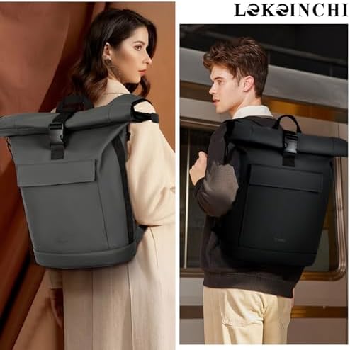 Lekeinchi Rolltop Rucksack für Damen & Herren – Wasserdichter Laptoprucksack mit 17 Zoll Fach für Reisen, Uni & Arbeit -