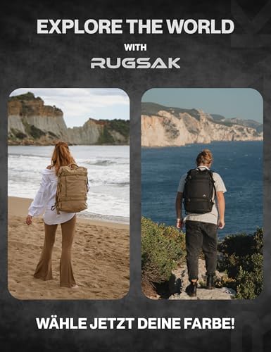 RS RUGSAK Explorer | Wasserabweisender Rolltop Rucksack für Herren & Damen | 30–40L Laptop und Weekender für Arbeit, Uni