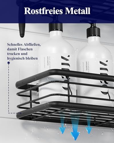 Kitsure Duschablage Ohne Bohren – 2er-Pack Selbstklebend, Ideal für Viel Stauraum im Badezimmer, W 30.0cm, Schwarz