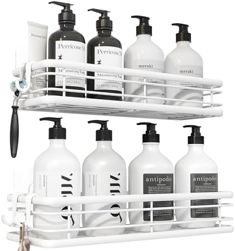 Kitsure Duschablage Ohne Bohren – 2er-Pack Selbstklebend, Ideal für Viel Stauraum im Badezimmer, W 30.0cm, Schwarz