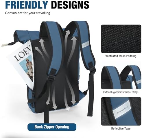 Lekeinchi Rolltop Rucksack für Damen & Herren – Wasserdichter Laptoprucksack mit 17 Zoll Fach für Reisen, Uni & Arbeit -