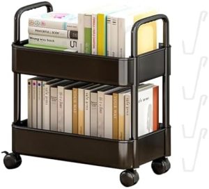 Küchenwagen Rollwagen 2 Ebenen Schwarz – Mobiler Servierwagen für Küche, Bad & Büro mit praktischem Stauraum