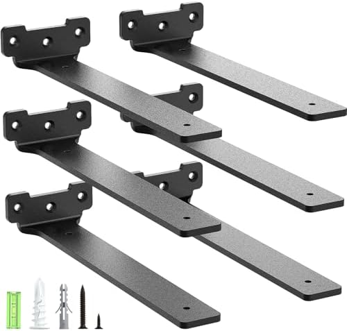 2 Stück robuste Regalhalter 15cm aus Metall mit Schrauben, 70 Kg Tragkraft, ideal für die Wohnraumgestaltung, Schwarz