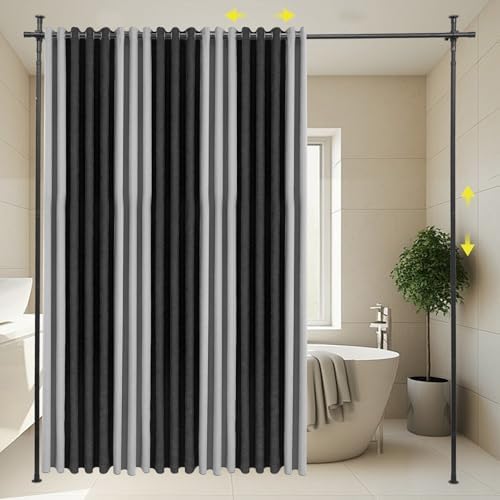 Raumteiler Paraventgestell Gardinenstange - Ausziehbare, freistehende Lösung für Wohnzimmer und Balkone, 0.7-1.77x 1.22-