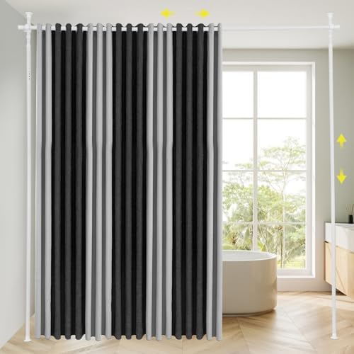 Raumteiler Paraventgestell Gardinenstange - Ausziehbare, freistehende Lösung für Wohnzimmer und Balkone, 0.7-1.77x 1.22-