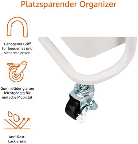 Amazon Basics Küchenrollwagen mit 3 Ebenen, platzsparend und modern – perfekt für Ihre Küche!