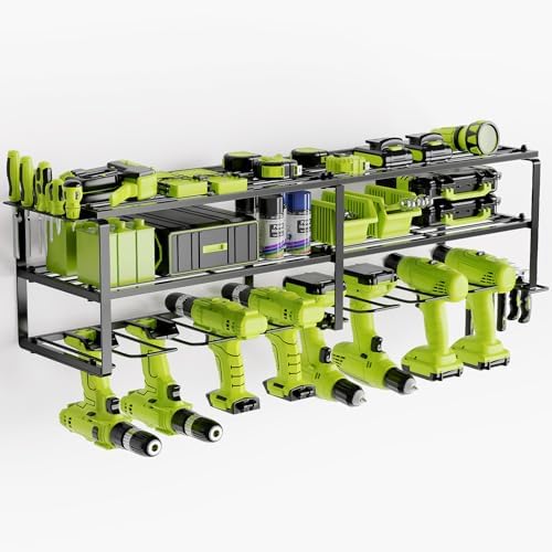 WELDUN Werkzeughalterung für Schlagbohrschrauber – 3 Ebenen Werkzeugregal für Garage und Werkstatt, mit seitlichem Schra