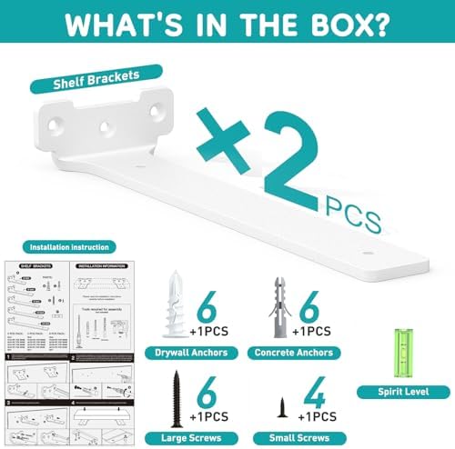 2 Stück robuste Regalhalter 15cm aus Metall mit Schrauben, 70 Kg Tragkraft, ideal für die Wohnraumgestaltung, Schwarz