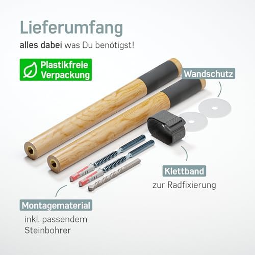 Borgen Fahrrad Wandhalterung aus Holz – stabile 20 kg Tragkraft für Rennrad, MTB & E-Bike