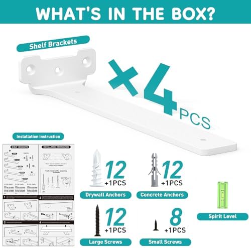 2 Stück robuste Regalhalter 15cm aus Metall mit Schrauben, 70 Kg Tragkraft, ideal für die Wohnraumgestaltung, Schwarz
