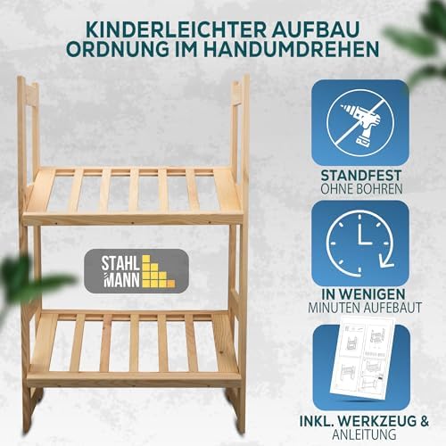 STAHLMANN® Getränkekistenregal für 4 Kisten - Robustes Kiefernholz-Regal für Ihre Getränke - Ideal für jeden Raum
