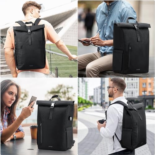 HOMIEE Rolltop Rucksack 30L für Herren und Damen – Wasserdichter Laptoprucksack für Arbeit & Reisen