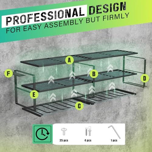 WELDUN Werkzeughalterung für Schlagbohrschrauber – 3 Ebenen Werkzeugregal für Garage und Werkstatt, mit seitlichem Schra