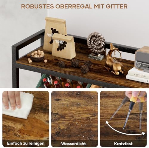 HFHOME Getränkekistenregal aus stabilem Metall mit verstellbarem Holzablage – Ideal für Küche, Keller und Garage!