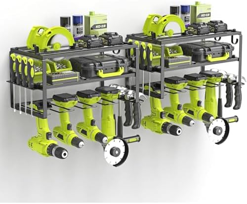 WELDUN Werkzeughalterung für Schlagbohrschrauber – 3 Ebenen Werkzeugregal für Garage und Werkstatt, mit seitlichem Schra