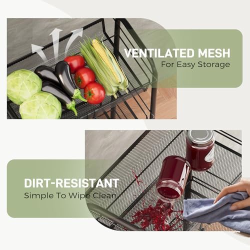 WELDUN Rollwagen mit 4 Ebenen – Mobiler Gitteraufbewahrungswagen für Küche und Wohnzimmer, Weiß