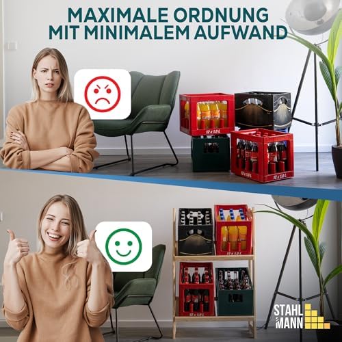 STAHLMANN® Getränkekistenregal für 4 Kisten - Robustes Kiefernholz-Regal für Ihre Getränke - Ideal für jeden Raum