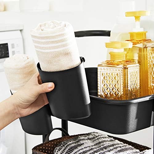 SONGMICS Servierwagen 3 Ebenen mit Griff und Bremsen – Idealer Küchenwagen für Schlafzimmer und Wohnzimmer, leicht aufzu