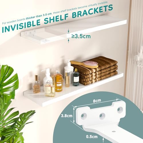 2 Stück robuste Regalhalter 15cm aus Metall mit Schrauben, 70 Kg Tragkraft, ideal für die Wohnraumgestaltung, Schwarz