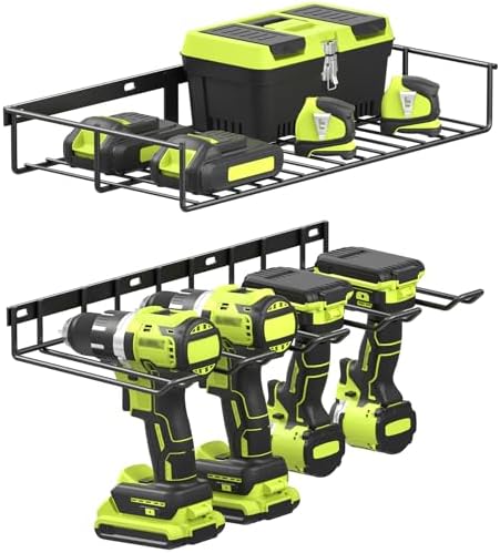 WELDUN Werkzeughalterung für Schlagbohrschrauber – 3 Ebenen Werkzeugregal für Garage und Werkstatt, mit seitlichem Schra
