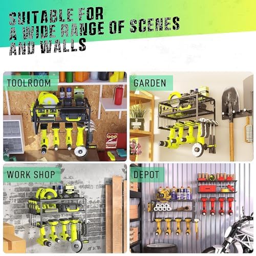 WELDUN Werkzeughalterung für Schlagbohrschrauber – 3 Ebenen Werkzeugregal für Garage und Werkstatt, mit seitlichem Schra