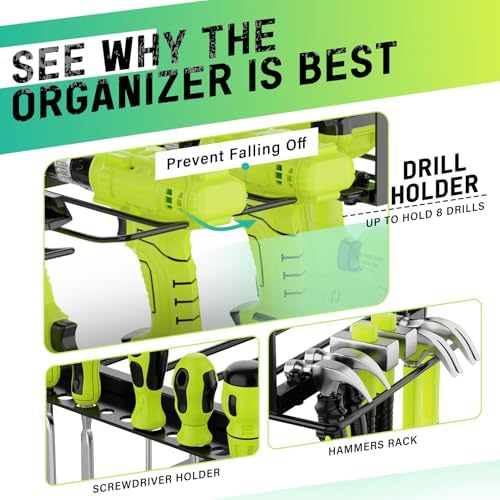 WELDUN Werkzeughalterung für Schlagbohrschrauber – 3 Ebenen Werkzeugregal für Garage und Werkstatt, mit seitlichem Schra